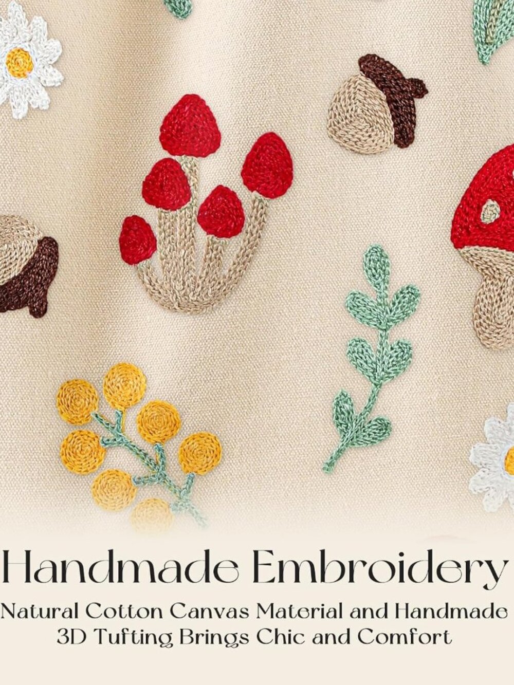 Embroidery Tote Bag with Pocket & Buckle - Reusable Canvas Tote for Women Cute A - Picture 3 of 6
